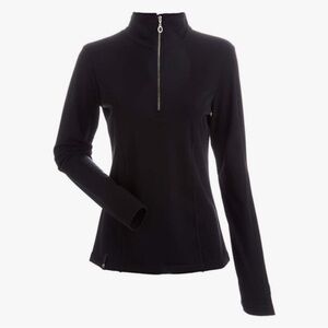 NILS 1/4 Zip Black Long Sleeve Top Jacket Stretchy Size M Winter Warm Layer Snow